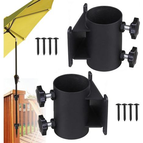 Lot de 2 supports robustes pour parasol de terrasse, clôtures, balcon, cour, etc (1/5)