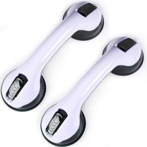 2 PCS Ventouse de Poignée Douche, Poignée de Baignoire en Plastique (Aucun Perçage Requis), Pour Salles de Bain, Enfants et Personnes Handicapées (Noir Clair)-Fei Yu (1/4)