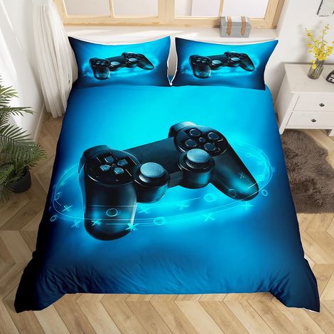 Parure de lit pour enfant garçon avec housse de couette et boutons 135 x 200 cm pour adolescents en microfibre douce avec fermeture éclair (1/5)