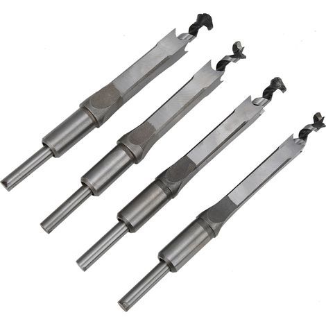 Juego de 4 brocas cuadradas para carpintería (de 12,7 a 16 mm), de acero para rodamientos, con ranuras de drenaje de virutas en forma de U, para paneles de densidad media y otros tipos de paneles. (1/5)