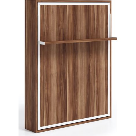 Lit escamotable vertical 90x200 avec étagère Habitat-Coffrage Gris anthracite-Façade Gris ciment (1/5)