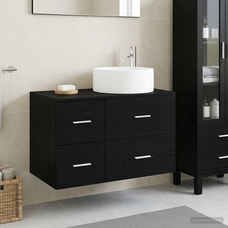 vidaXL Bathroom Furniture Set 2 pcs Black Oak Engineered Wood (1/5)