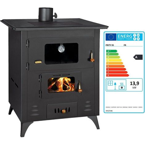 Stufa a legna con forno Prity FR – 13,9 kW, Nero Grafite, Classe A, Forno Capiente con Termometro (1/5)