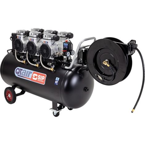 SIP QT AIR DD 4.5hp 200ltr Ultra Low Noise Compressor & Hose Reel Package - L137.5 x W102 x H131.5 cm