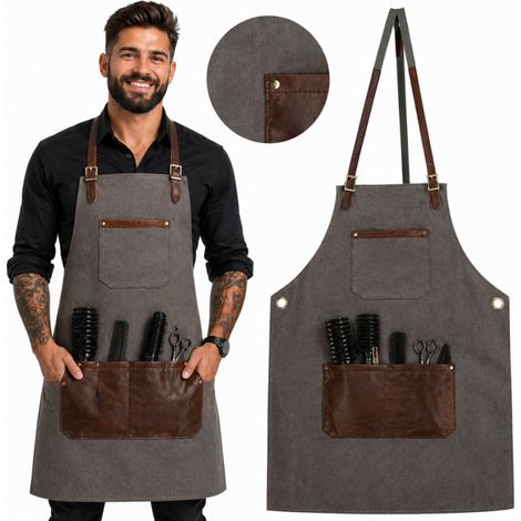 Professionelle Leder-Friseurschürze mit Taschen (1/5)