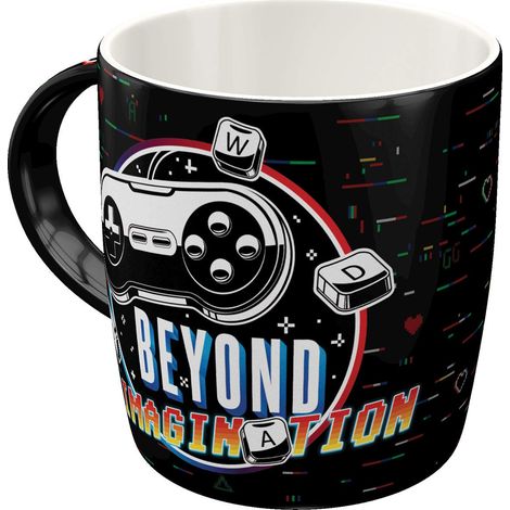 Tasse à café rétro, Gaming Beyond Imagination – Idée de cadeau pour gamers, en céramique, design vintage avec une citation, 330 ml (1/5)