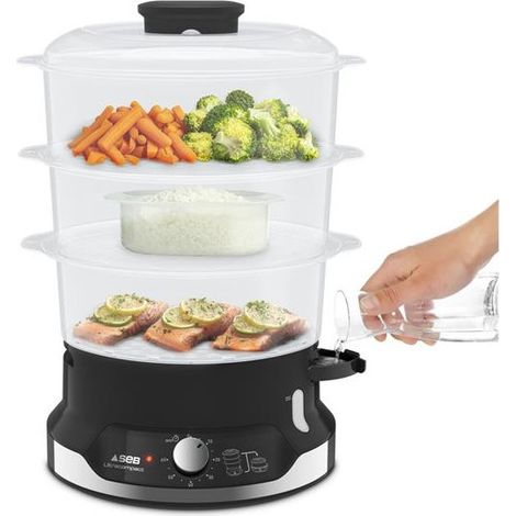 SEB – Cuiseur vapeur 3 paniers 800W – Capacité 9L – Remplissage d'eau externe – Minuteur sonore 60 min – Bols compatibles lave-vaisselle (1/10)