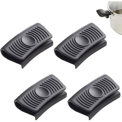 Lot de 2 paires de maniques en silicone noir résistant à la chaleur pour poêles et casseroles chaudes (1/5)