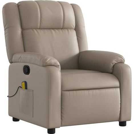 Poltrona relax TV reclinabile funzione massaggio 6 punti massaggio in PVC cappuccino DEC026874