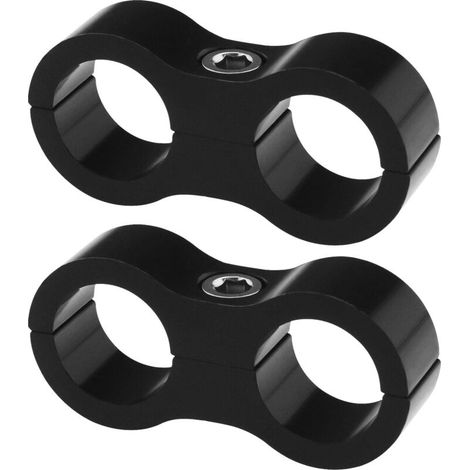 Bardusch Lot de 2 colliers de serrage AN6 de 14 mm pour tuyau de carburant, d'huile, de freinage, de gaz, de tuyau d'eau, en alliage d'aluminium, noir (1/5)