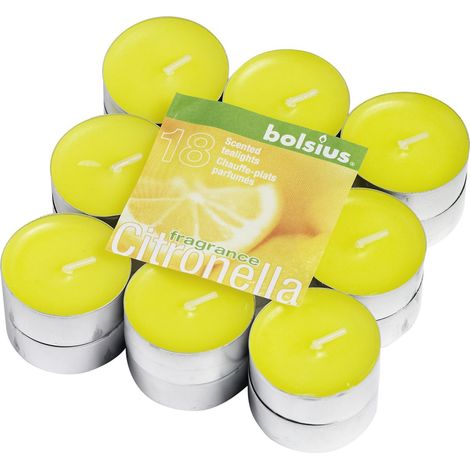 Bolsius Duftteelichte Citronella Ø 1,8 cm 18er Pack Kerze Teelicht Duftkerze