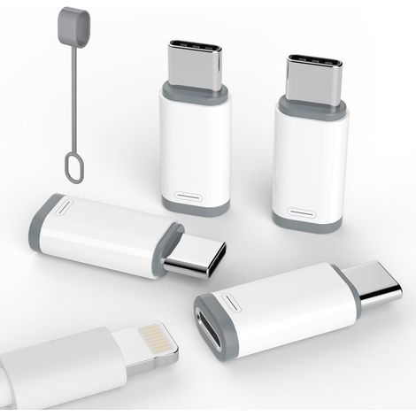 Adaptateur Lightning vers USB C - Transfert de Données et Charge - Compatible iPhone 15 16 17 Pro Max - Aluminium - 4 Pièces (1/5)