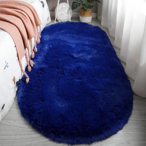Tapis Shaggy - 80 x 200 cm - Forme Ovale - Antidérapant - Pour Salon Chambre Bureau Couloir - 1 Pièce (1/3)