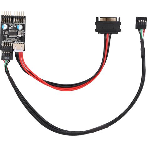Hub d'extension USB 2.0 mâle vers double 9 broches (1 port mâle vers 2 ports mâles) avec câble d'alimentation SATA (1/5)