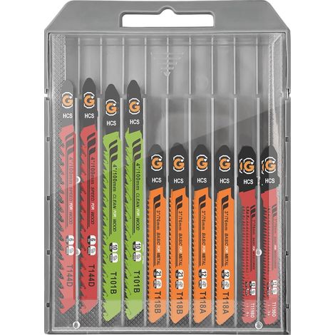 Lot de 25 Scie Sauteuse, 5 Types Différents, Lame Scie Sauteuse avec Étui de Rangement, Acier à Haute Teneur en Carbone HCS, Tige en T Universelle, pour Couper le Bois, Métal et Plastique (1/5)
