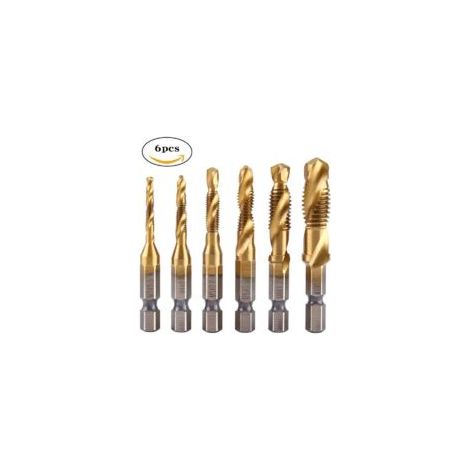 Gewindebohrer, Gewindeschneidbohrer, Kombinationsbohrer und -gewindebohrer, 6-teiliges Gewindeschneidwerkzeug-Set, Gewindebohrer, Werkzeugsets für M3, M4, M5, M6, M8, M10 – Crezuo