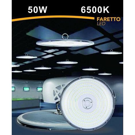 TrAdE Shop Traesio - Faro Led Slim Industriale 50 W Ufo Lampada Riflettore Ip65 Luce Fredda He02-50w - (1/5)