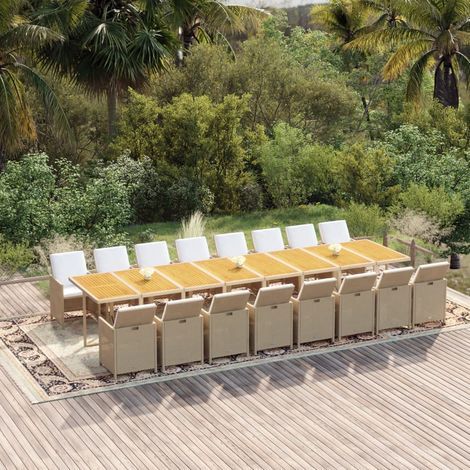 Ensemble à manger de jardin et coussins 17 pcs-Salon de jardin beige 131472 (1/5)