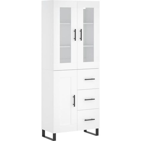 Buffet,Bahut,Meuble de Rangement haut Blanc 69,5x34x180 cm Bois d'ingénierie CFW65047 (1/5)