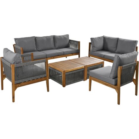 Salon de Jardin Corde Tressé Main Durable Résistant Intempéries PE Terrasse Balcon Salon Extérieur Vert 4 Pièces Canapé Fauteuil Table Basse (1/5)