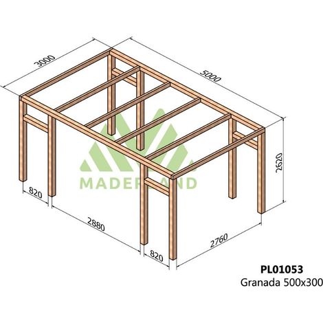 Pérgola de Madera Laminada Granada (Maderland) - Gardeneas - 500 x 300 cm (1/3)