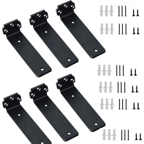 Set of 6 wall brackets, 15 cm, 5 mm steel, 70 kg load capacity (1/5)
