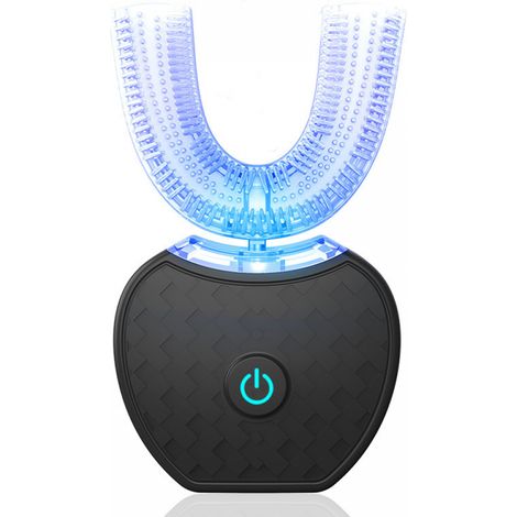 Brosse à dents électrique ultrasonique (noire), brosse à dents automatique en forme de U pour un nettoyage complet de la bouche à 360° et un blanchiment des dents-AquaForge