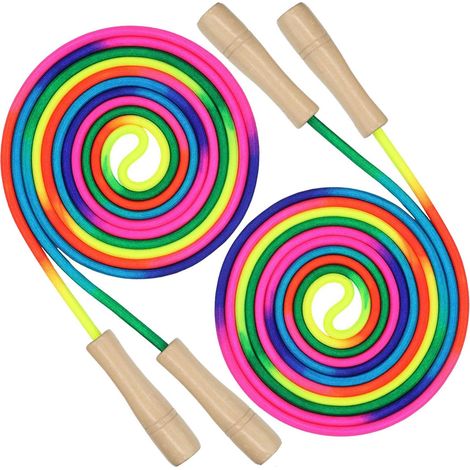 Corde à Sauter En Bois - Réglable 2.1-2.7 Mètres - Pour Enfants 5-12 Ans - Poignées Ergonomiques - Lot De 1 (1/5)