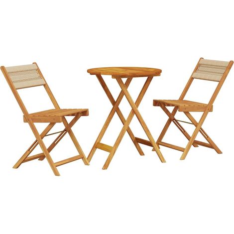 Maison Exclusive - Set da Bistrot 3pz Beige in Polipropilene e Legno Massello