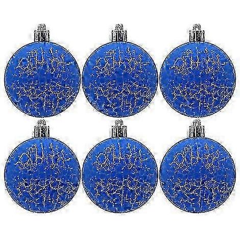 Lot de 6 boules de Noël bleues, idéales pour décorer votre maison ou pour une fête. (1/2)