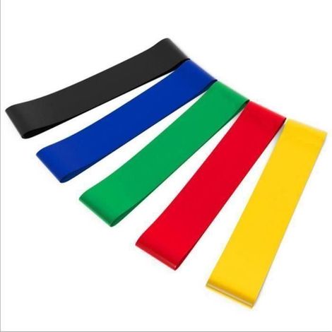 Set de 5 Bandes élastiques Sport Fitness Bandes de résistance & d'exercice en Latex naturel écologique, avec Sac (1/4)