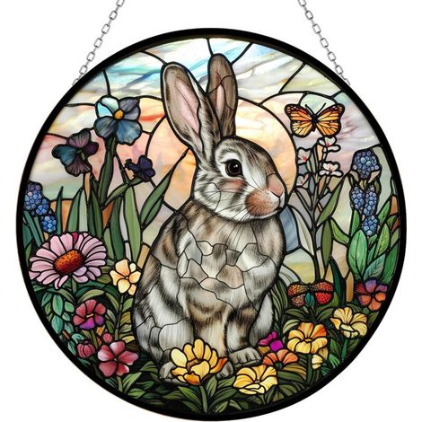 Ornement vitrail 9 cm – Déco fenêtre en verre peint (1/4)
