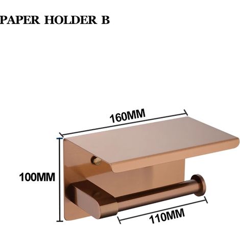 (Porte-papier toilette B) Porte-serviettes/crochet porte-savon/porte-brosse WC/porte-papier toilette de haute qualité, finition or rose brossé (1/5)