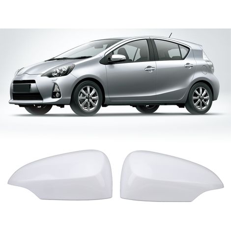 Weiße Außenspiegelkappen (links und rechts), unlackiert grundiert. Teilenummern: 87945-52170 und 87915-52170. Passend für Toyota Prius C (2012–2018). (1/5)