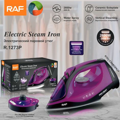 Fer à repasser électrique standard européen (violet) - Fer à vapeur portable pour usage domestique - Sans fil détachable (1/5)