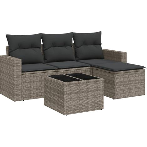 Maison Exclusive - 5-tlg. Garten-Sofagarnitur mit Kissen Grau Pol