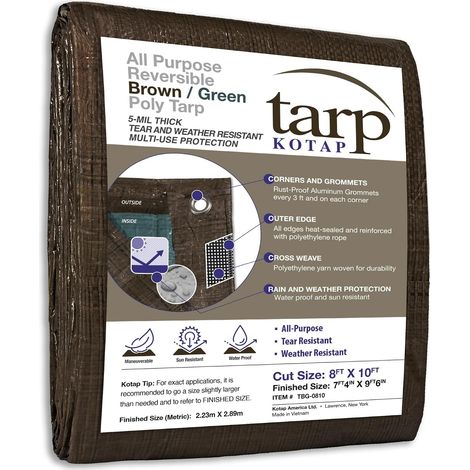 Bâche réversible en polyester marron/vert 2,4 x 3 m (1/5)