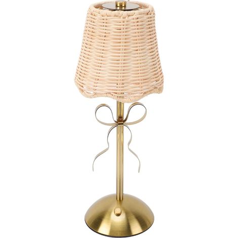 Asixxsix Lampe de Table en Rotin sans Fil, Veilleuse LED Vintage (1/5)