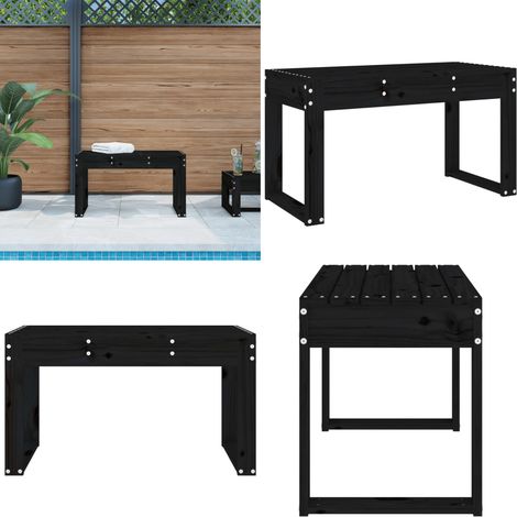 Banco de jardín madera maciza de pino negro 80x38x45 cm - Banco de exterior - Banco de madera