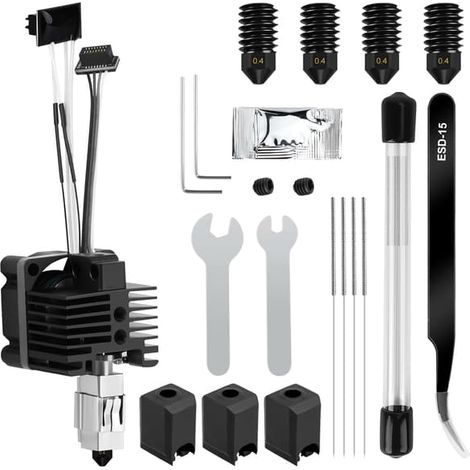 LYERCW - Kit de tête d'impression pour Bamboo Lab P1P/P1S, ensemble complet avec ventilateur, buse en acier trempé de 0,4 mm pour imprimante 3D P1S, extrudeuse haute vitesse et haute température.