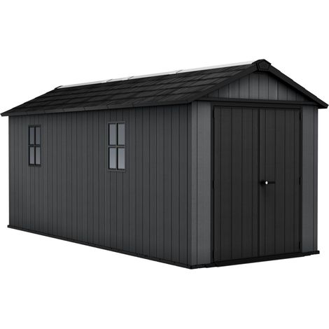 Keter Newton Plus Shed 7.5x17ft - Grey, All Weather Resistant, Easy to Clean