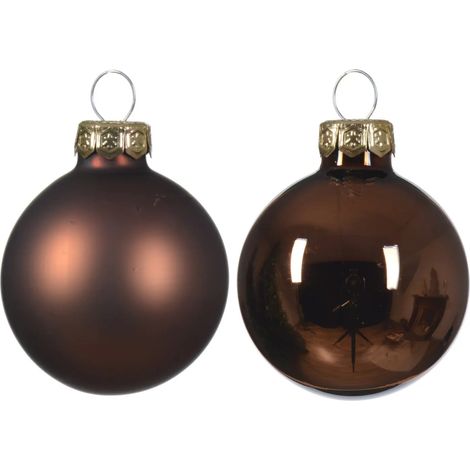 Caja 12 bolas de Navidad de vidrio marrón espresso Ø6 cm (1/3)