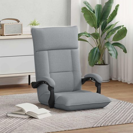 vidaXL Sedia a pavimento regolabile Grigio Chiaro Tessuto (1/5)