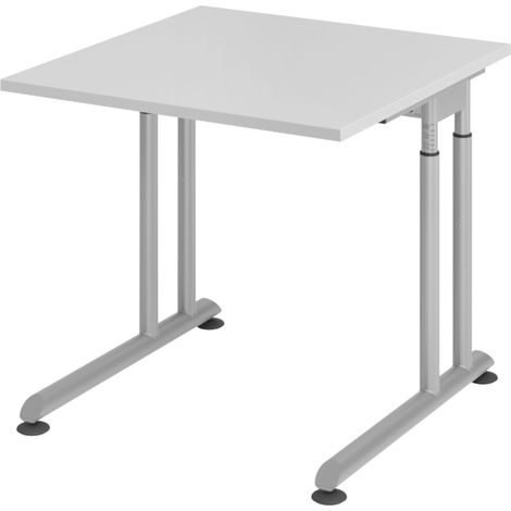 bümö Schreibtisch Serie-Z Quadrat: 80 x 80 cm Grau Silber (1/5)