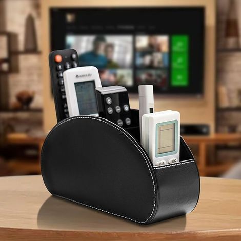 1 boîte de rangement en cuir PU, compartiments organisés, support téléphone télécommande, boîte bureau cosmétiques, pour salon bureau chambre