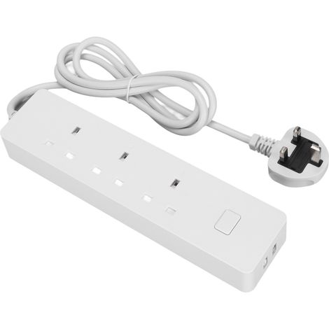 Multiprise intelligente Wi-Fi avec 3 prises secteur et 2 ports de chargement USB pour la maison, l'école et le bureau (prise britannique, 100-240 V CA). (1/5)