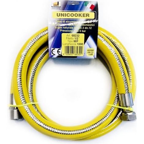Manguera flexible de gas para cocina 1 m 1/2" EN 14800 UNICOOKER H/M CE EN 14800 L 100 cm