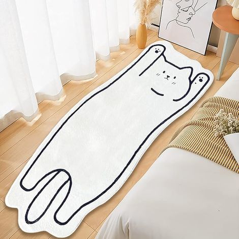 Tapis de bain mignon en forme de chat, absorbant, antidérapant et ultra doux, en microfibre. Tapis de bain épais et absorbant, lavable en machine. (1/5)