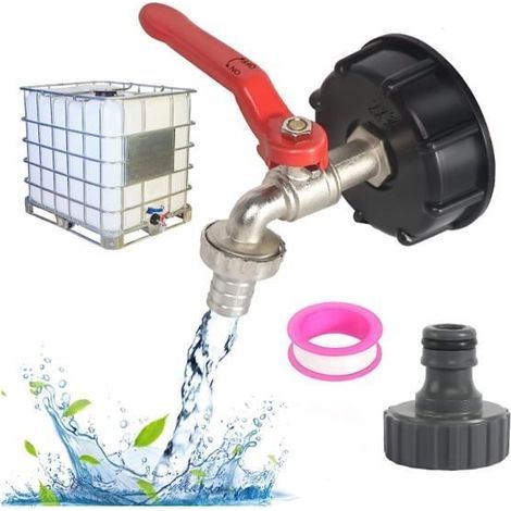 IBC Tank Adapter - Unspecified Type - 3/4" - Nickel-Plated Brass - 1000L Capacity - Leak-Proof Tap (1/4)