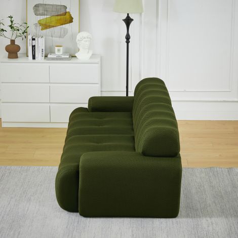 Ce canapé deux places extra-large est doté d'accoudoirs larges et d'un design moderne, rehaussé par de superbes détails de capitonnage à boutons. Aucun assemblage requis. (1/4)